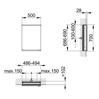 Зеркальный шкаф Keuco Royal Modular 800010050000000 50 см